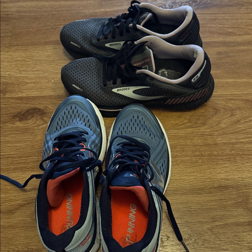 Two pairs of shoes 👟 .Brooks Women’s Dark Gray Athletic Shoes &,New Balance .